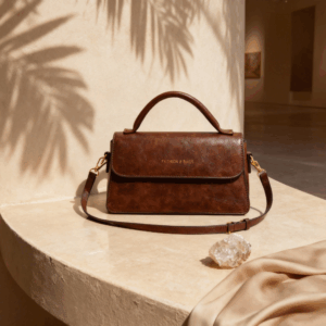 Retro Brown Leather Top Handle Square Crossbody Bag