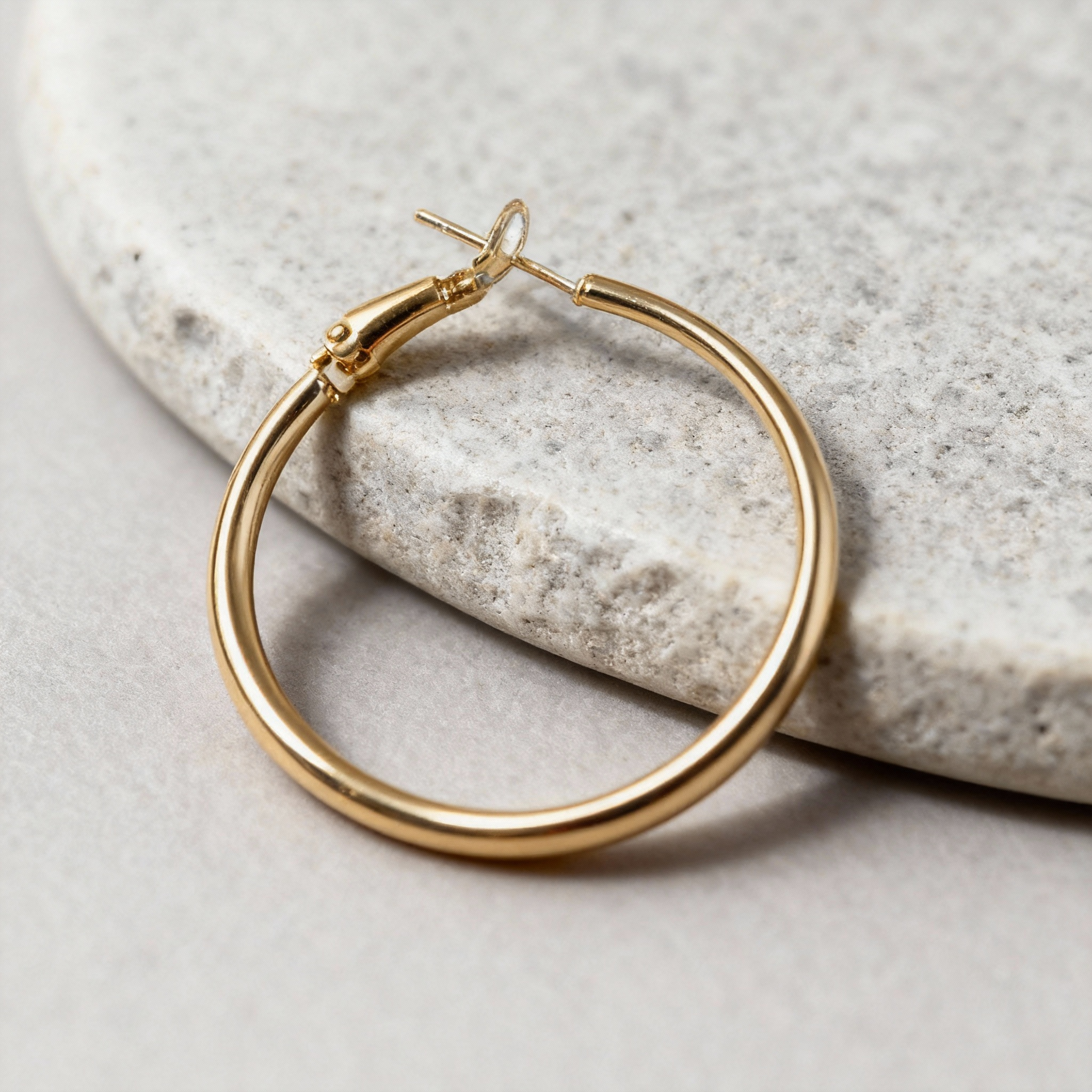 Classic Thin Gold Hoop Earrings Minimalist Everyday Jewelry - Image 3